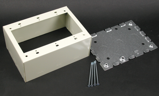 Product image for Wiremold V5744S-3 4-5/8 x 6-1/2 x 2-1/4" Ivory Steel 1-Channel Raceway 3-Gang Deep Switch and Receptacle Box