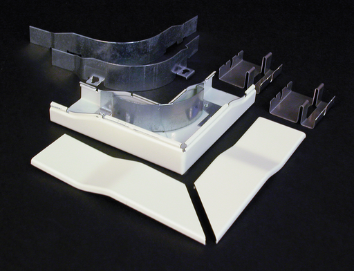 Product image for Wiremold V2411DFO 2" Cable Bend Radius Ivory Steel 2-Channel Raceway Radiused Divided Flat Elbow