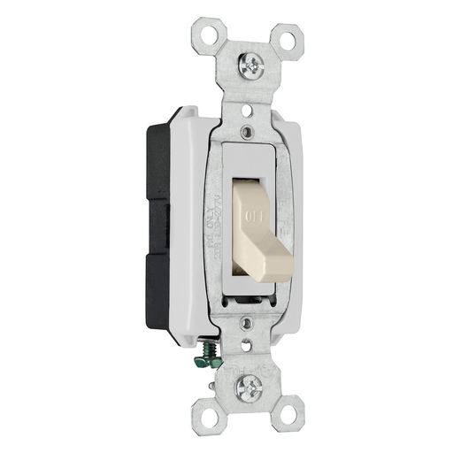 Product image for Pass & Seymour CSB20AC1-LA Construction 1pole Switch, Back & Side Wire, 20A 120/277V - Light Almond