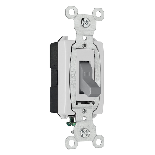 Product image for Pass & Seymour CSB20AC1-GRY Construction 1pole Switch, Back & Side Wire, 20A 120/277V - Gray