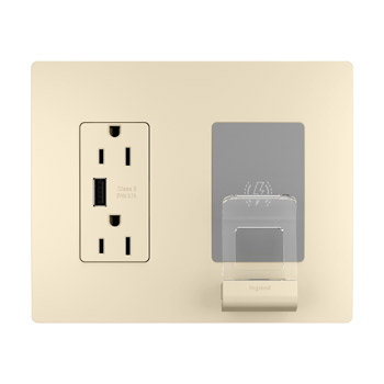 Product image for Pass & Seymour RWC826USBLACCV2 Radient Light Almond Wireless Charger/Duplex Receptacle