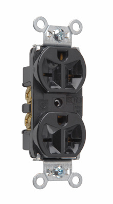 Product image for Pass & Seymour 5862-BK Heavy-Duty Spec Grade Duplex Receptacle, Back & Side Wire, 20A 250V - Black