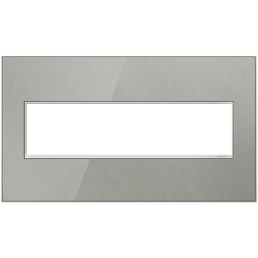 Product image for Pass & Seymour AWM4G-MS4 4-Gang 2-Module Wall Plate - Brushed Stainless Steel