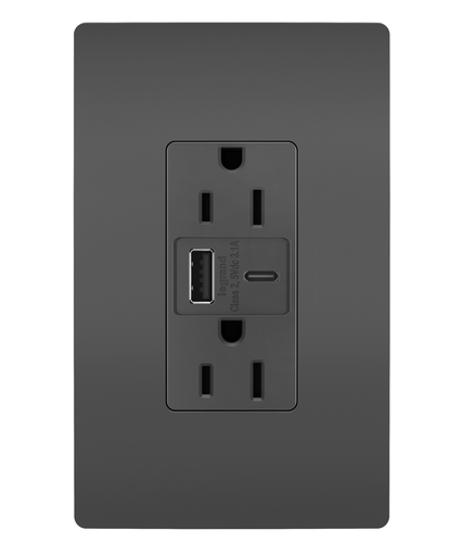 Mayer-DDS-radiant® 15A Tamper-Resistant USB Type A/C Outlet, Black-1