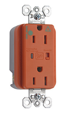 Product image for Pass & Seymour IG8200-OSP Hospital Grade Isolated Ground Surge Protective Duplex Receptacle, Back & Side Wire, 15A 125V - Orange