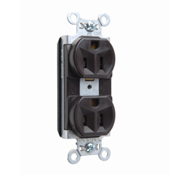 Product image for Pass & Seymour PT5262 PlugTail™ Spec Grade Duplex Receptacle, 15A 125V - Brown