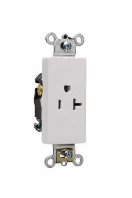Product image for Pass & Seymour 26361-W Heavy-Duty Decorator Spec Grade Single Receptacle Back & Side Wire 20Amp 125Volt White