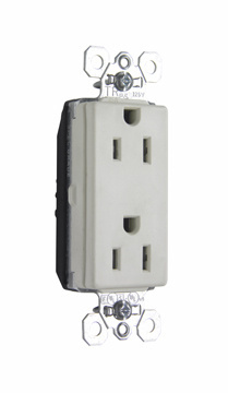 Product image for Pass & Seymour PTTR26262-LA PlugTail™ Tamper-Resistant Decorator Spec Grade Duplex Receptacle, 15A 125V - Light Almond