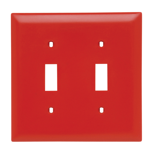 Product image for Pass & Seymour TP2-RED 2Gang Wall Plate, Toggle Switch, Nylon, Standard - Red