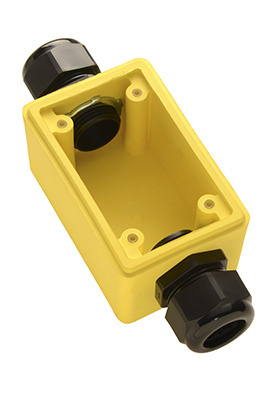 Product image for Pass & Seymour FDC2-3 Back Box Deep 1" Duplex Receptacle With Feed Through, Yellow