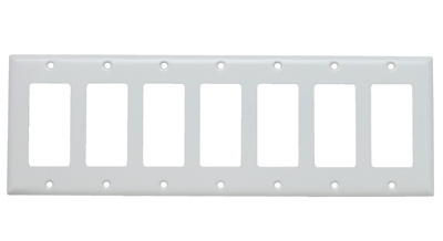 Product image for Pass & Seymour SS267-W Smooth Metal Wall Plate 7Gang Decorator 302 Stainless Steel Painted White