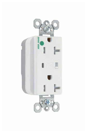 Product image for Pass & Seymour PTTR8300-WSP PlugTail™ Hospital Grade Tamper-Resistant Surge Protective Duplex Receptacle, 20A 125V - White