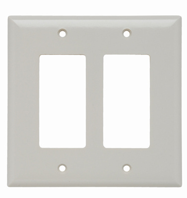 Product image for Pass & Seymour SPJ262-LA 2-Gang 2-Decorator Light Almond Smooth Thermoset Plastic Junior-Jumbo Wallplate