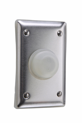 Product image for Pass & Seymour 4515-FS Stainless Steel Cover With Bubble, Round Mat, 4 Screw Box Mounting