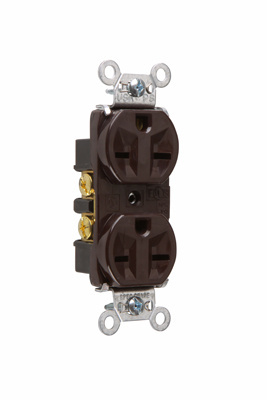 Product image for Pass & Seymour 5662 Heavy-Duty Spec Grade Duplex Receptacle, Back & Side Wire, 15A 250V - Brown