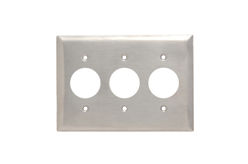Product image for Pass & Seymour SS73 3Gang Wall Plate, 3-Single Receptacle, 302/304 Stainless Steel