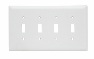 Product image for Pass & Seymour TPJ4-W 4Gang Wall Plate, Toggle Switch, Nylon, Jumbo - White