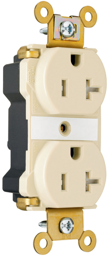 Product image for Pass & Seymour PTTR63-LA PlugTail™ Industrial Extra Heavy-Duty Spec Grade Tamper-Resistant Duplex Receptacle, 20A 125V - Light Almond