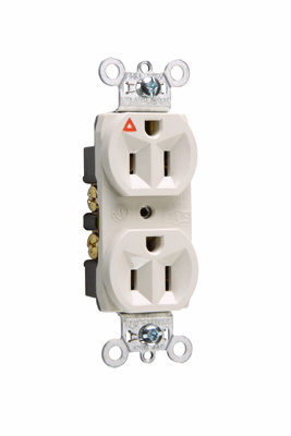 Product image for Pass & Seymour IG5262-LA Isolated Ground Heavy-Duty Spec Grade Duplex Receptacle, Back & Side Wire, 15A 125V - Light Almond