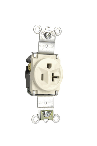 Pass & Seymour 5361-LA Single Receptacle, HD Spec Grade, 20A 125V, Back & Side Wired - Light Almond Product image for Pass & Seymour 5361-LA Single Receptacle, HD Spec Grade, 20A 125V, Back & Side Wired - Light Almond