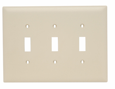 Product image for Pass & Seymour SPJ3-I 3-Gang 3-Toggle Ivory Smooth Thermoset Plastic Junior-Jumbo Wallplate