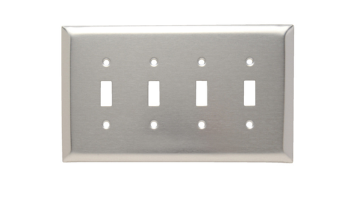 Product image for Pass & Seymour SSO4 4Gang Wall Plate, Toggle Switch, Jumbo - 302/304 Stainless Steel