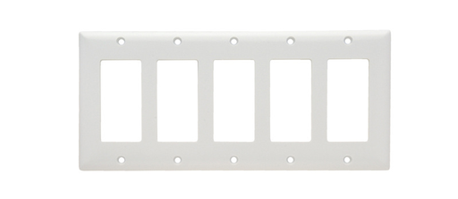 Product image for Pass & Seymour SP265-W 5Gang Wallplate, Decorator, White