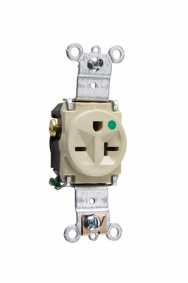 Product image for Pass & Seymour 8801-I Heavy-Duty Hospital Grade Single Receptacle, Back & Side Wire, 20A 250V - Ivory