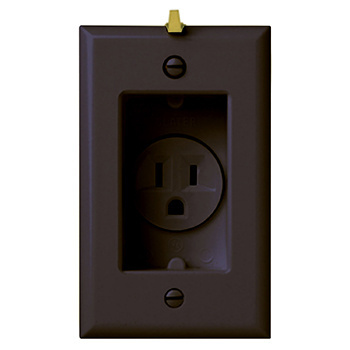 Product image for Pass & Seymour S3713-BK Clock Hanger Recessed Receptacle w/ Wall Plate, 15A 125V - Black