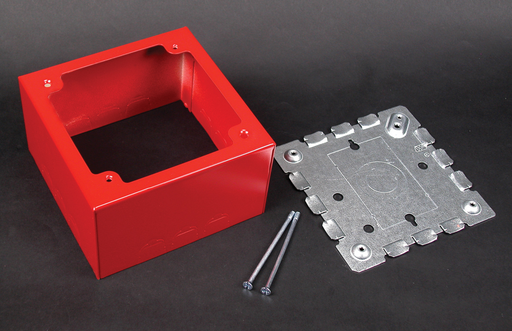 Product image for Wiremold R5753 Red Steel Non-Metallic 1-Channel 2-Gang Extra Alarm Deep Device Box
