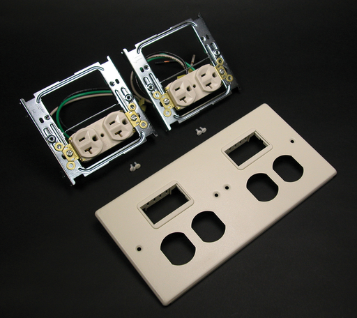 Product image for Wiremold G4047-2WWMM 4047-Series Four-Gang Cover With Two Activate Mini Adapters