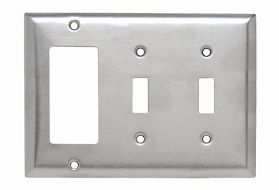 Mayer-DDS-Combination Openings, 2 Toggle Switch and 1 Decorator, Three Gang, 302/304 Stainless Steel-1