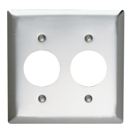 Product image for Pass & Seymour SS72 2Gang Wall Plate, 2-Single Receptacle, Standard - 302/304 Stainless Steel