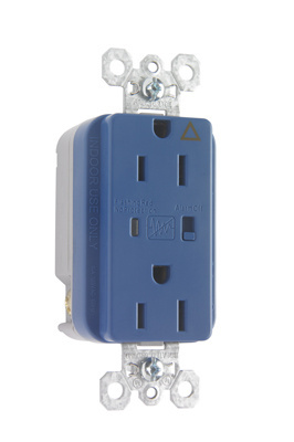 Product image for Pass & Seymour IG5262-BLSP Isolated Ground Surge Protective Duplex Receptacle, Back & Side Wire, 15A 125V - Blue