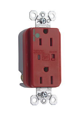 Product image for Pass & Seymour 8200-REDSP Hospital Grade Surge Protective Duplex Receptacle, Back & Side Wire, 15A 125V - Red