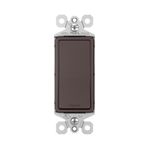 Product image for Pass & Seymour TM870-DBCC10 Decorator Switch, 1Pole, 15A 120/277V w/ Ground, Side and Back Wire - Dark Bronze