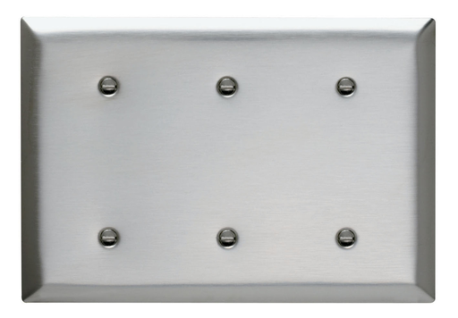Product image for Pass & Seymour SS34 3Gang Wall Plate, Blank, Standard - 302/304 Stainless Steel