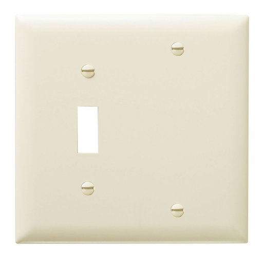 Product image for Pass & Seymour TP113-LA 2Gang Wall Plate, Toggle Switch / Blank, Nylon, Standard - Light Almond