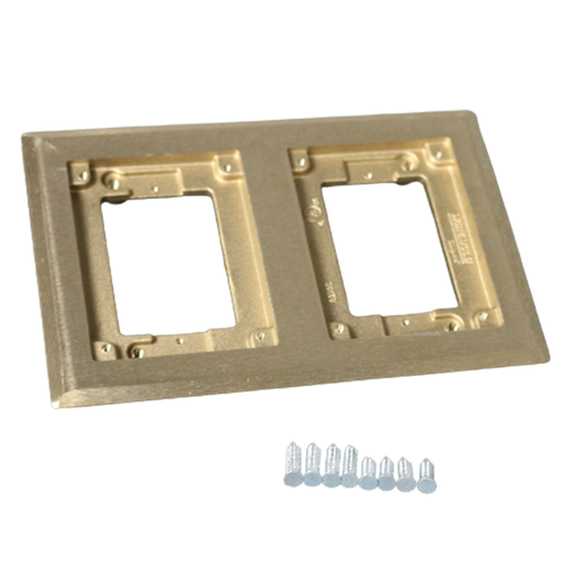 Product image for Wiremold 827C 5-3/4 x 8-7/8" 2-Gang Brass Floor Box Carpet Flange