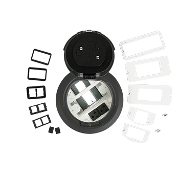 Product image for Wiremold 6ATC2PAVGY 6AT-Series Prewired A/V Evolution™ Poke Thru Device, Surface Style Cover, Gray