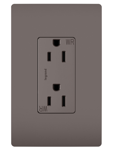 Product image for Pass & Seymour 885-TRWR radiant® Decorator Tamper-Resistant Receptacle, Weather-Resistant, 15A 125V (5-15R), Brown