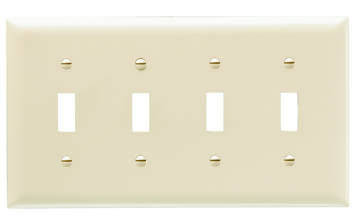 Product image for Pass & Seymour TP4-I 4Gang Wall Plate, Toggle Switch, Nylon, Standard - Ivory