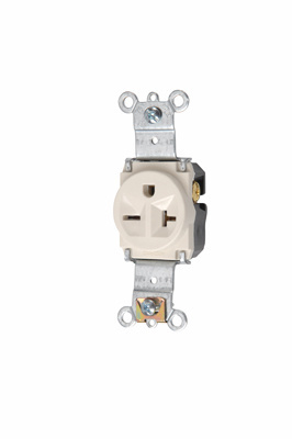 Product image for Pass & Seymour 5871-LA Single Receptacle, HD Spec Grade, 20A 250V, Back & Side Wired - Light Almond