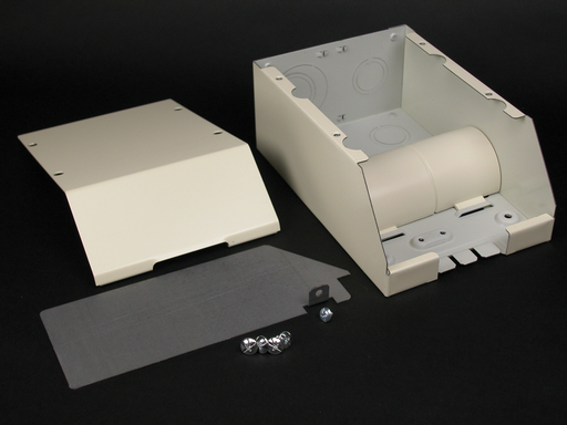 Product image for Wiremold V2410DFO 7-1/8 x 4-3/4 x 2-7/8" Ivory Steel 2-Channel Raceway Divided Entrance End