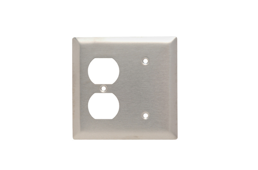 Pass & Seymour SS148 2-Gang 1-Blank 1-Duplex Receptacle Smooth Brushed Stainless Steel Standard Combination Wallplate Product image for Pass & Seymour SS148 2-Gang 1-Blank 1-Duplex Receptacle Smooth Brushed Stainless Steel Standard Combination Wallplate