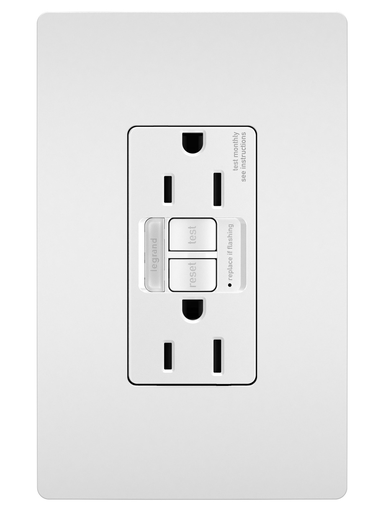 Product image for Pass & Seymour 1597NTLTRW Combination Tamper-Resistant 15A Self-Test Night Light/GFCI - White