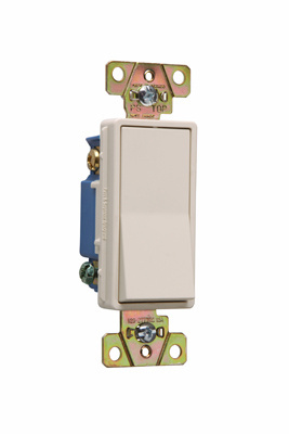 Product image for Pass & Seymour 2603-LA Three-way, Back and Side Wire, Decorator Switch, 15 amps, 120/277V, Light Almond