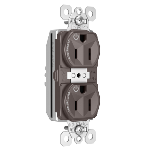 Product image for Pass & Seymour PTTR5262CD PlugTail™ Dual Control Tamper-Resistant Receptacle, 15A 125V - Brown