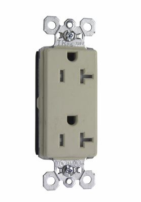 Product image for Pass & Seymour PTTR26362-I PlugTail™ Tamper-Resistant Decorator Spec Grade Duplex Receptacle, 20A 125V - Ivory