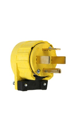 Product image for Pass & Seymour 1462-9 60 Amp 125/250 VAC 3-Pole 4-Wire NEMA 14-60P Yellow Angled Straight Blade Plug